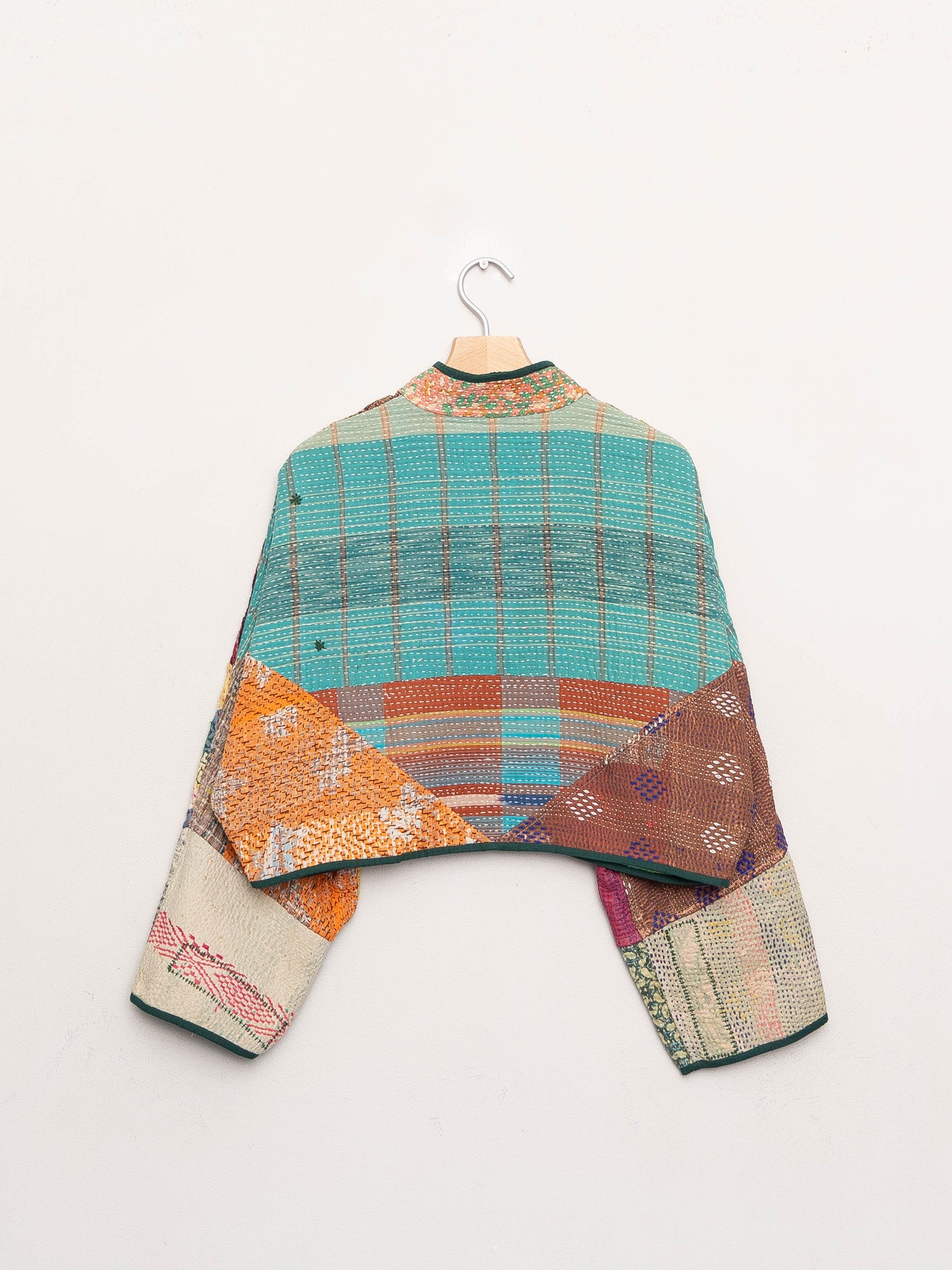 The Kaira Cropped Quilted Patchwork Kantha Jacket