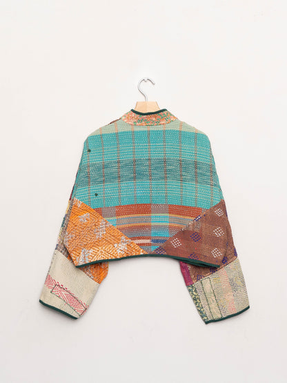 The Kaira Cropped Quilted Patchwork Kantha Jacket