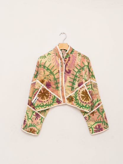 The Kaira Cropped Suzani Quilted Kantha Jacket