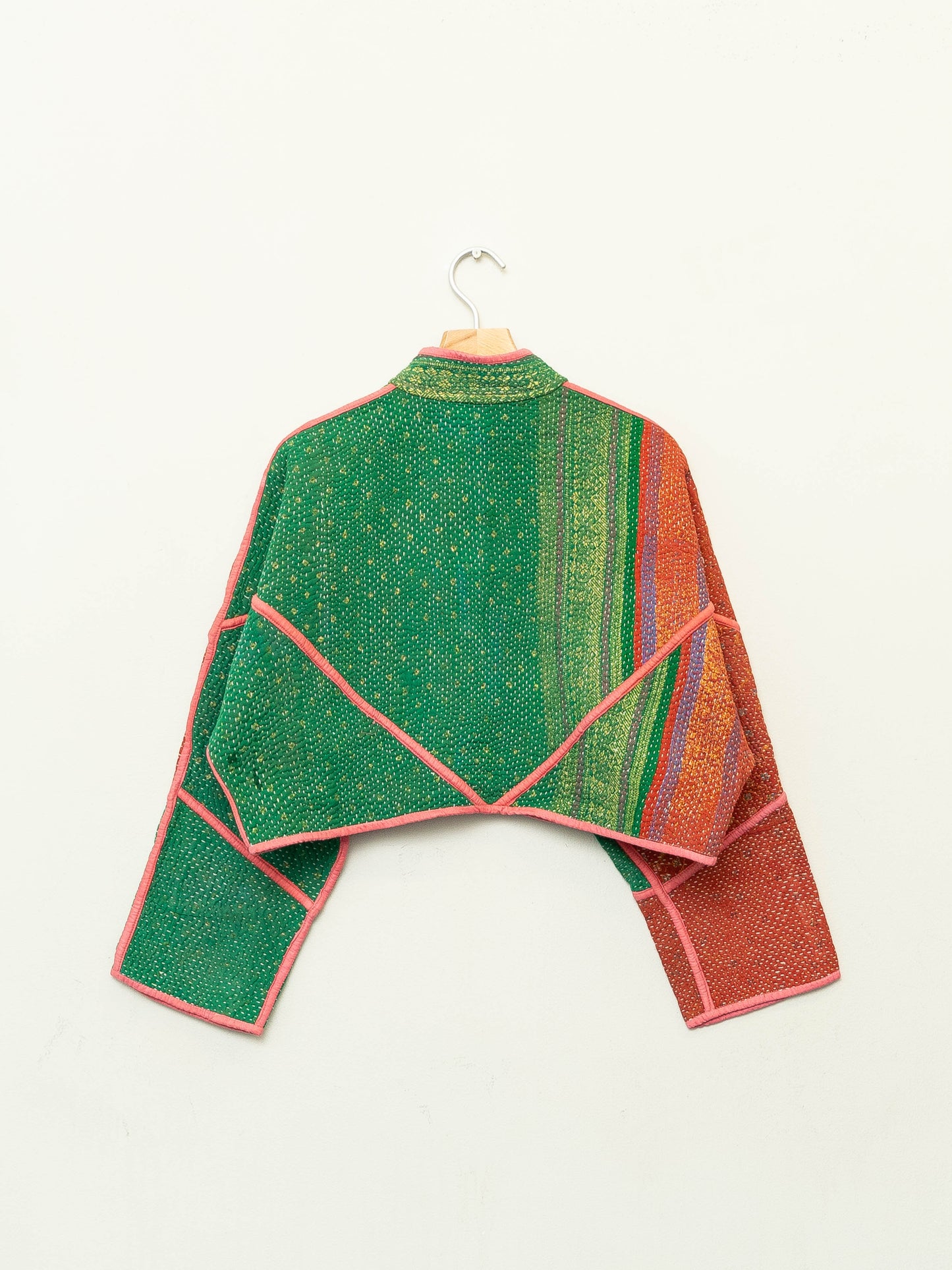 The Kaira Cropped Quilted Patchwork Kantha Jacket