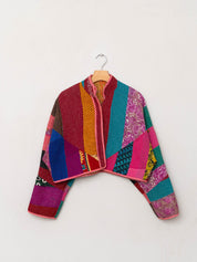 The Kaira Cropped Quilted Patchwork Kantha Jacket
