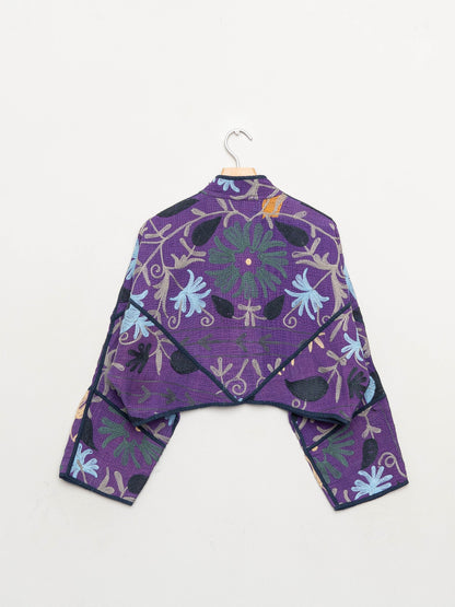 The Kaira Cropped Suzani Quilted Kantha Jacket