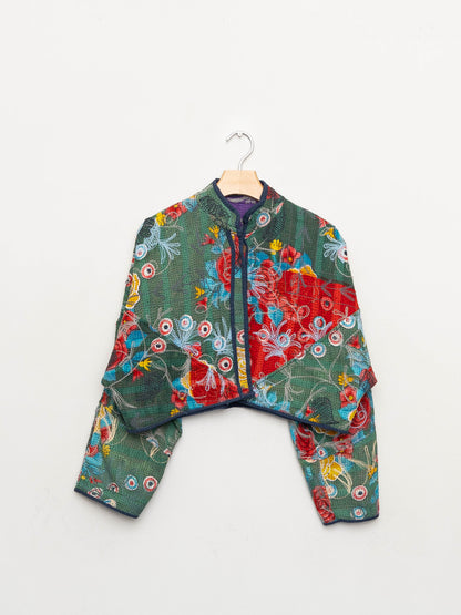 The Kaira Cropped Suzani Quilted Kantha Jacket