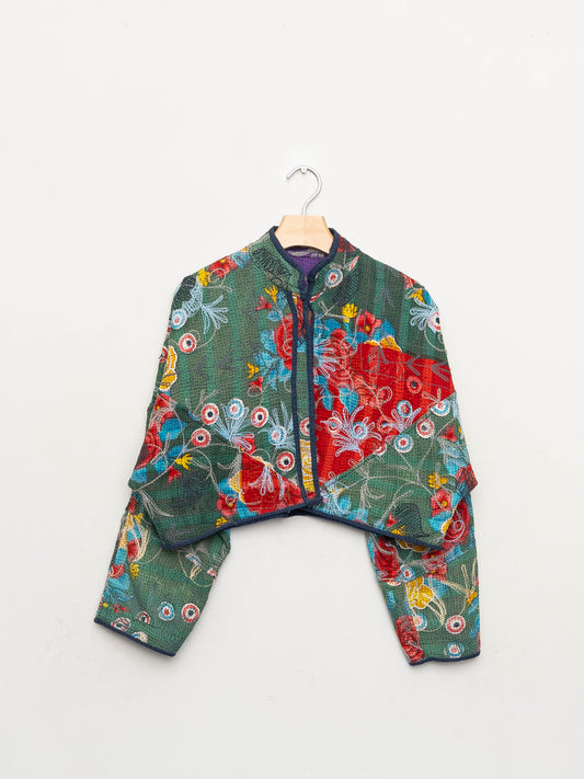 The Kaira Cropped Suzani Quilted Kantha Jacket