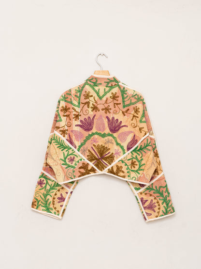 The Kaira Cropped Suzani Quilted Kantha Jacket