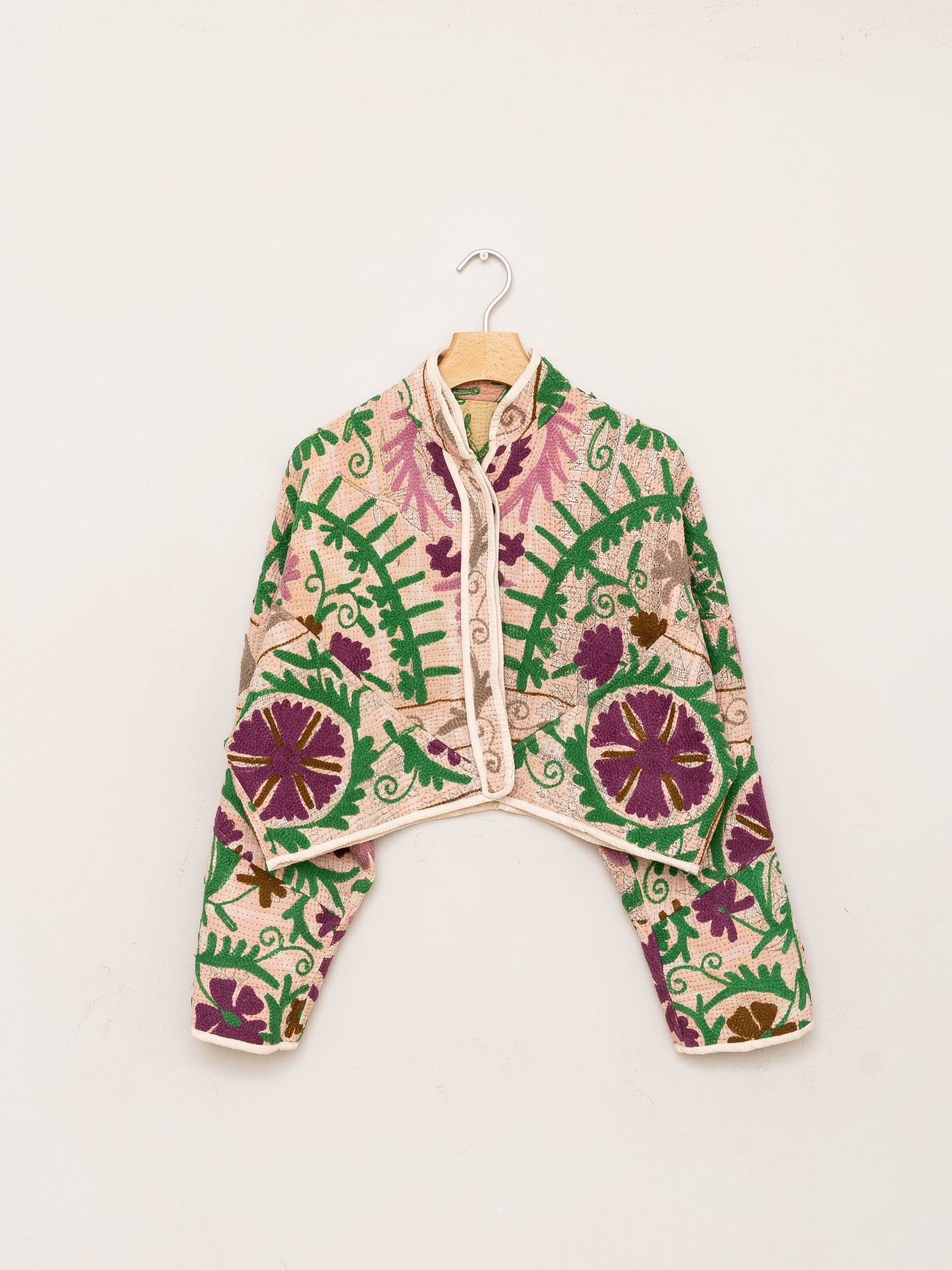 The Kaira Cropped Suzani Quilted Kantha Jacket