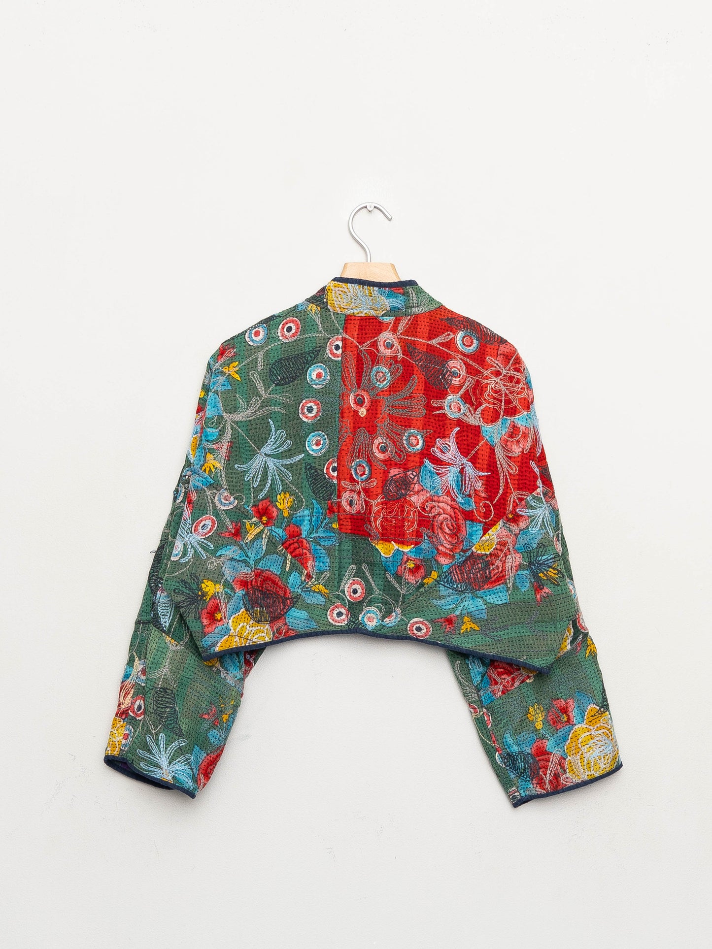 The Kaira Cropped Suzani Quilted Kantha Jacket