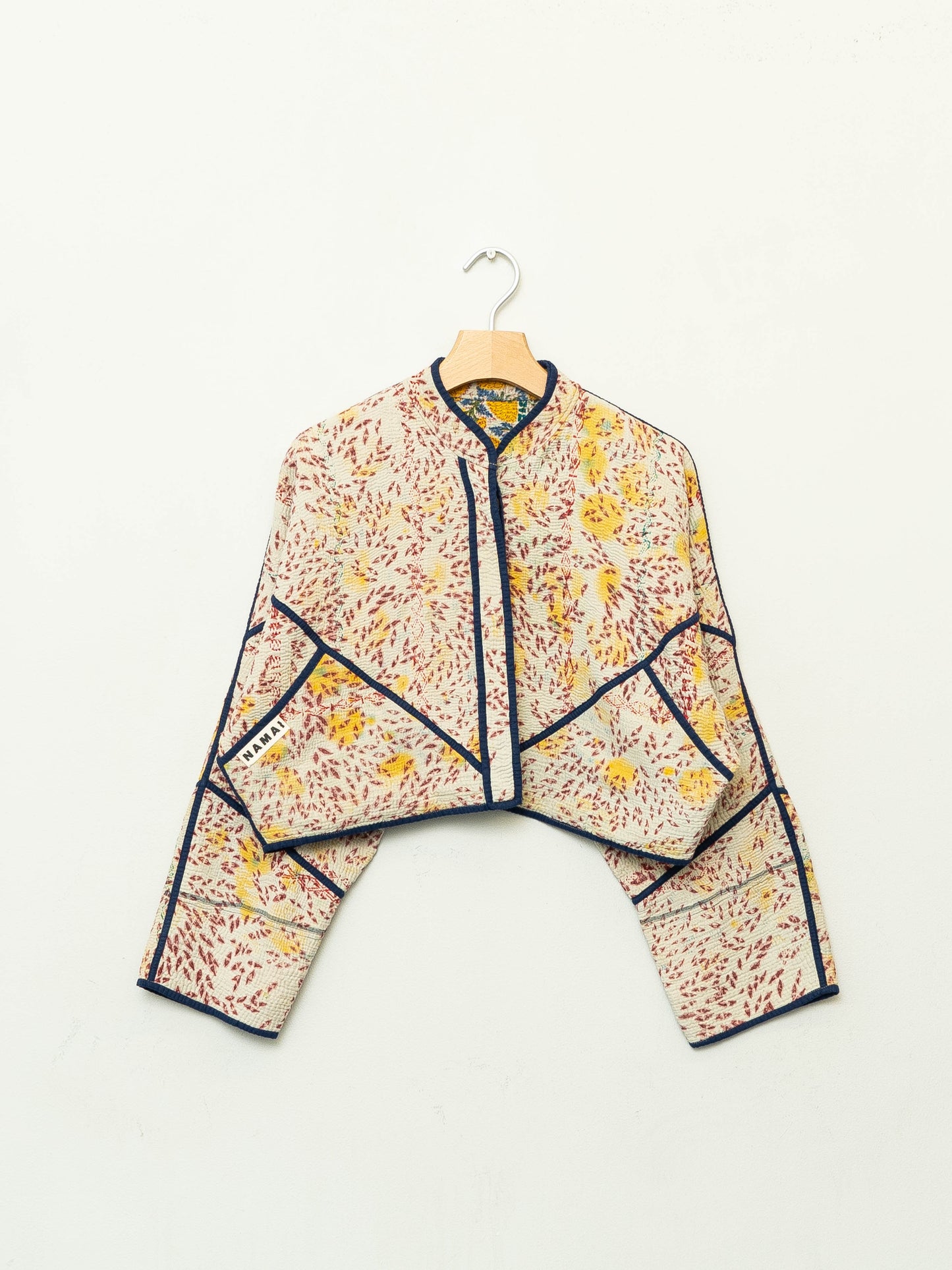 The Kaira Cropped Quilted Patchwork Kantha Jacket