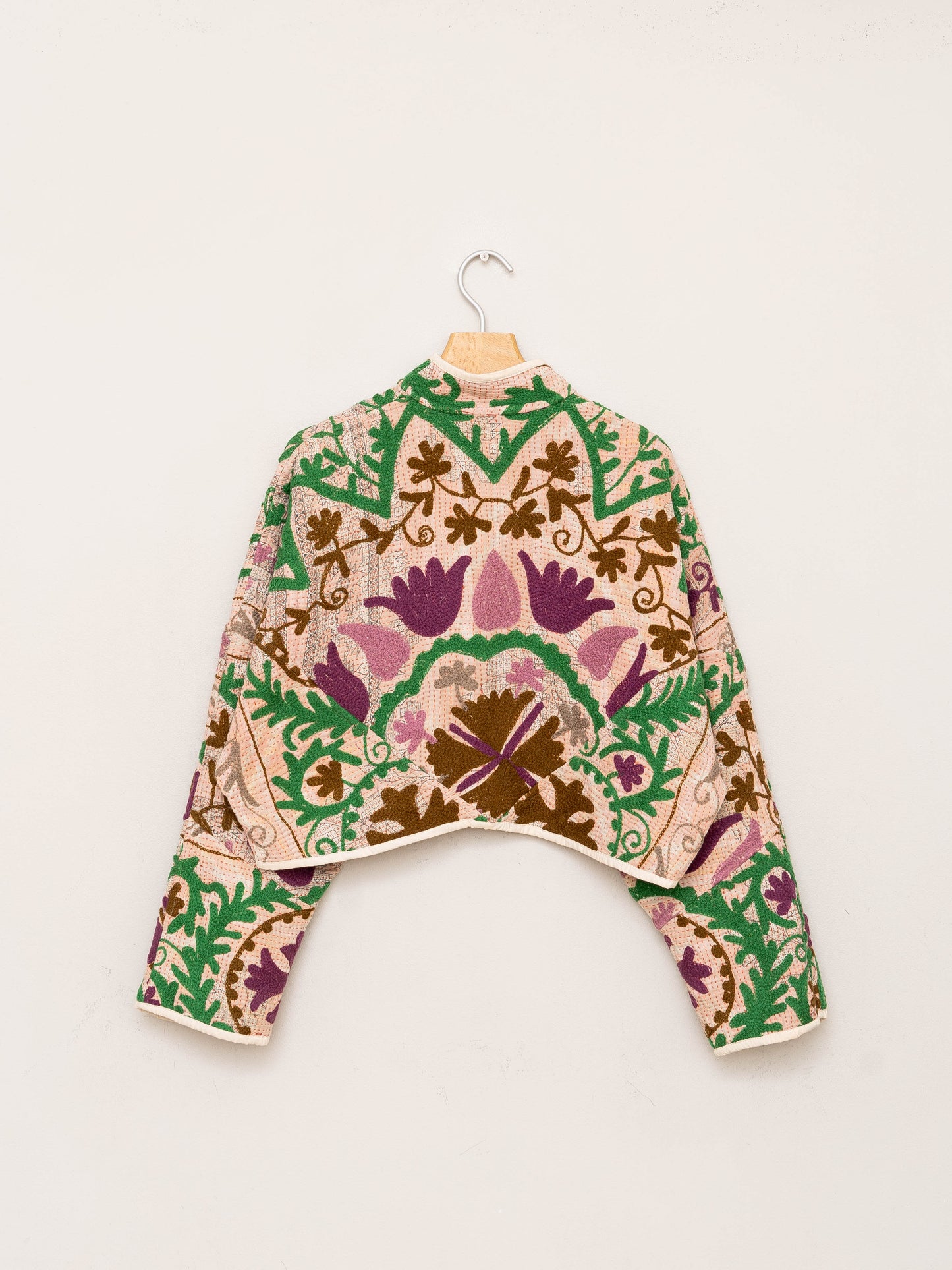 The Kaira Cropped Suzani Quilted Kantha Jacket