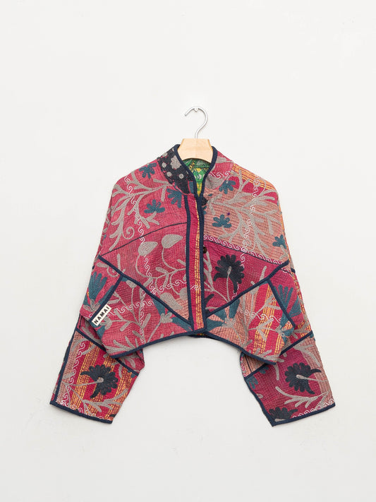 The Kaira Cropped Suzani Quilted Kantha Jacket