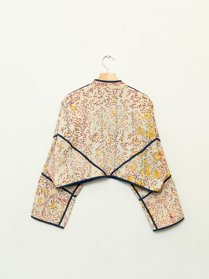 The Kaira Cropped Quilted Patchwork Kantha Jacket