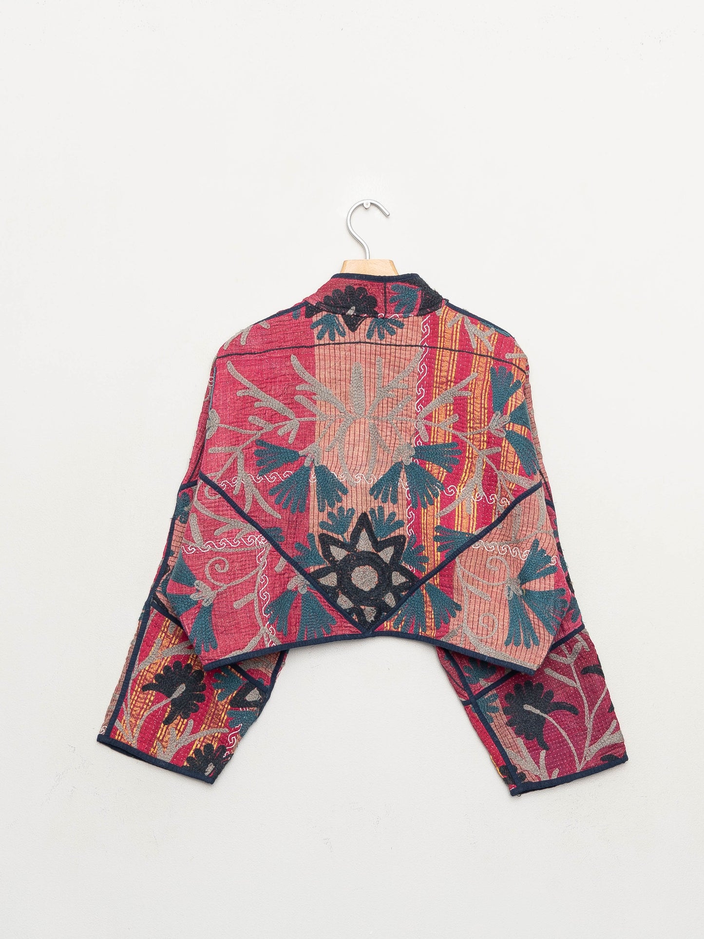 The Kaira Cropped Suzani Quilted Kantha Jacket