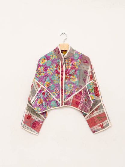The Kaira Cropped Suzani Quilted Kantha Jacket