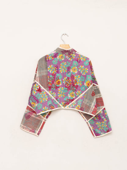 The Kaira Cropped Suzani Quilted Kantha Jacket