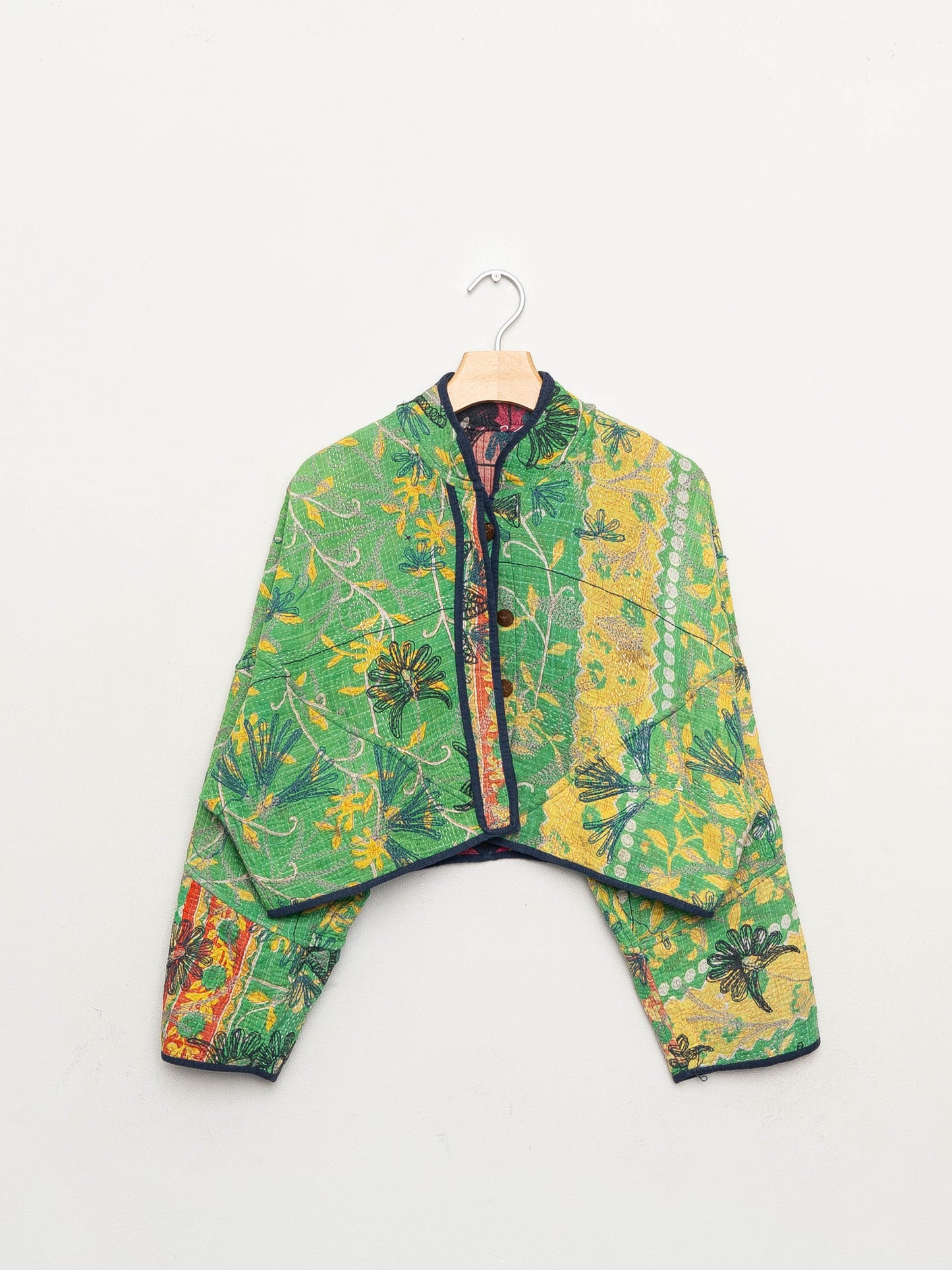 The Kaira Cropped Suzani Quilted Kantha Jacket