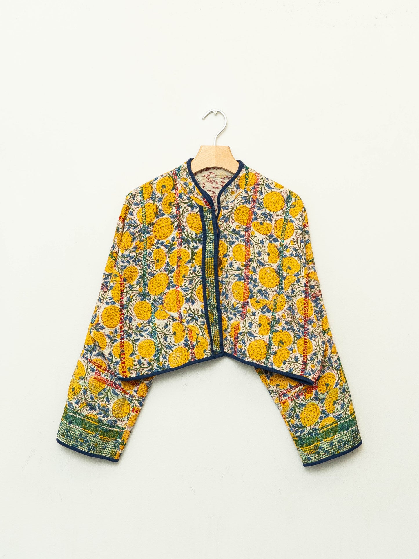 The Kaira Cropped Quilted Patchwork Kantha Jacket