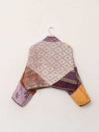 The Kaira Cropped Quilted Patchwork Kantha Jacket