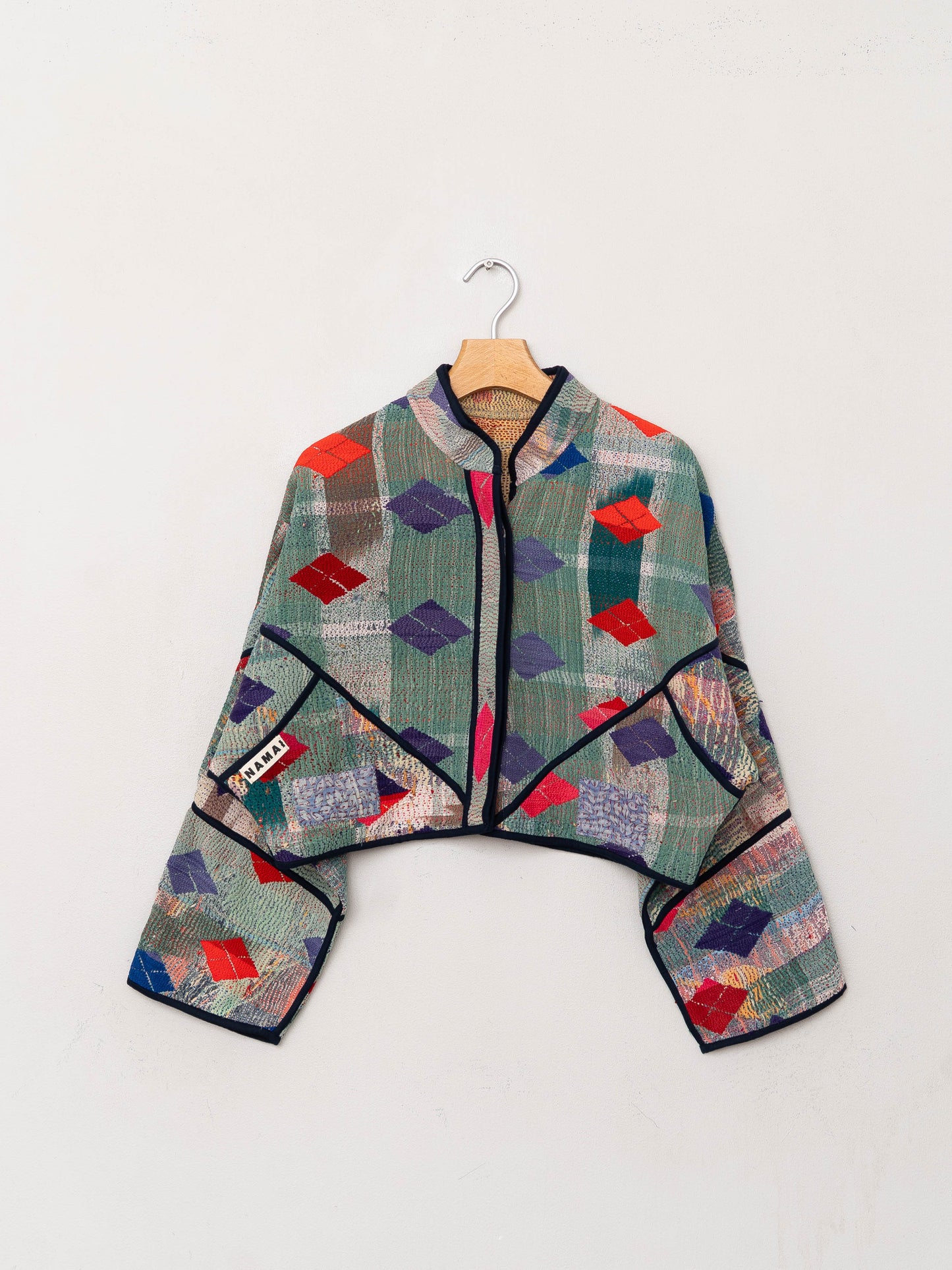 The Kaira Cropped Quilted Patchwork Kantha Jacket