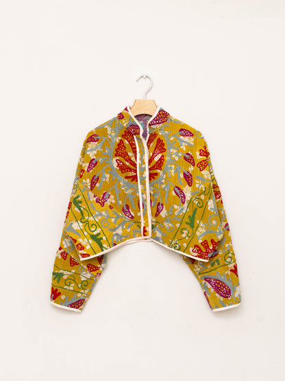 The Kaira Cropped Suzani Quilted Kantha Jacket