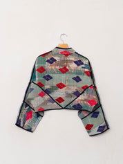 The Kaira Cropped Quilted Patchwork Kantha Jacket