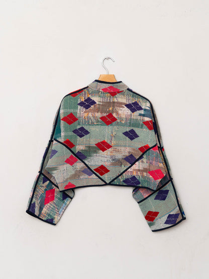 The Kaira Cropped Quilted Patchwork Kantha Jacket