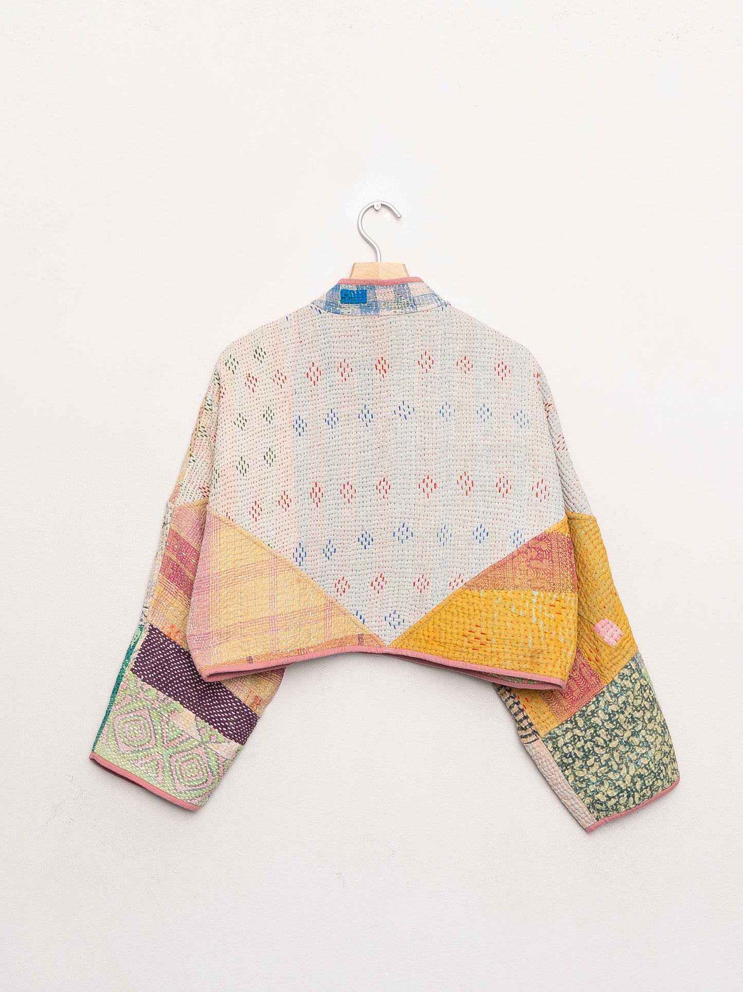 The Kaira Cropped Quilted Patchwork Kantha Jacket