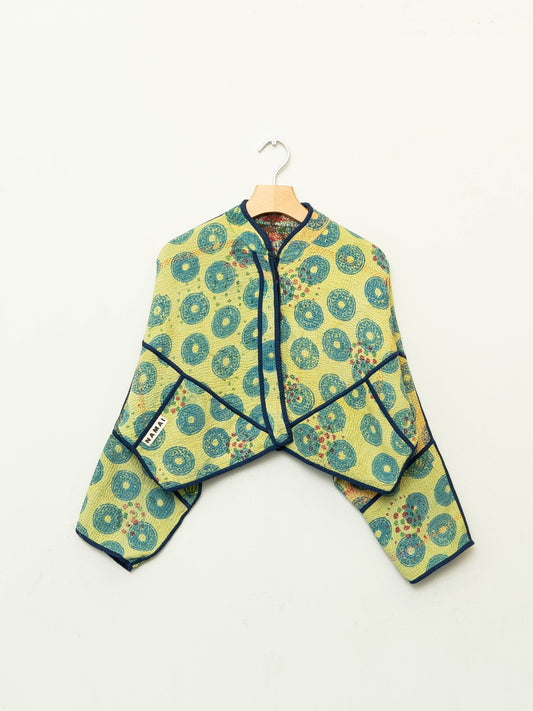 The Kaira Cropped Quilted Patchwork Kantha Jacket