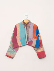 The Kaira Cropped Quilted Patchwork Kantha Jacket