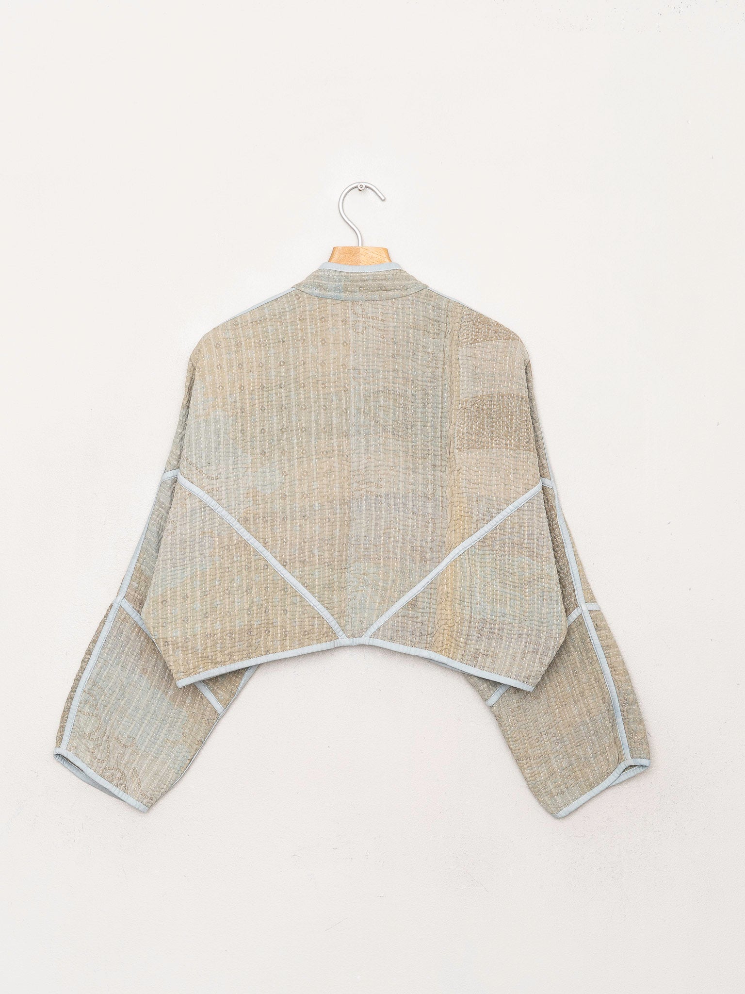 The Kaira Cropped Quilted Indigo Kantha Jacket