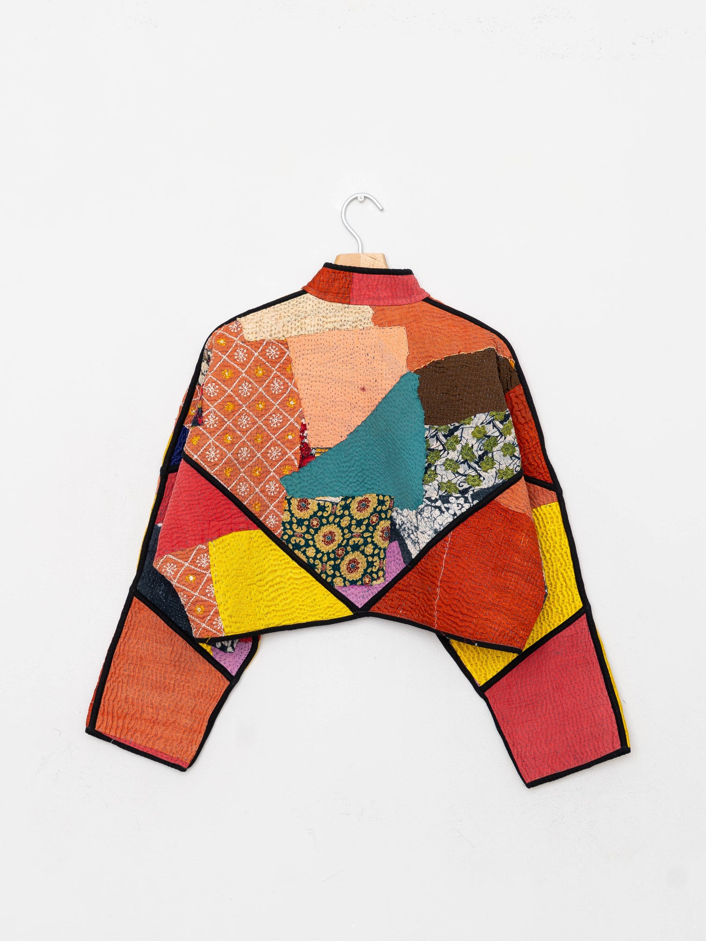 The Kaira Cropped Quilted Patchwork Kantha Jacket