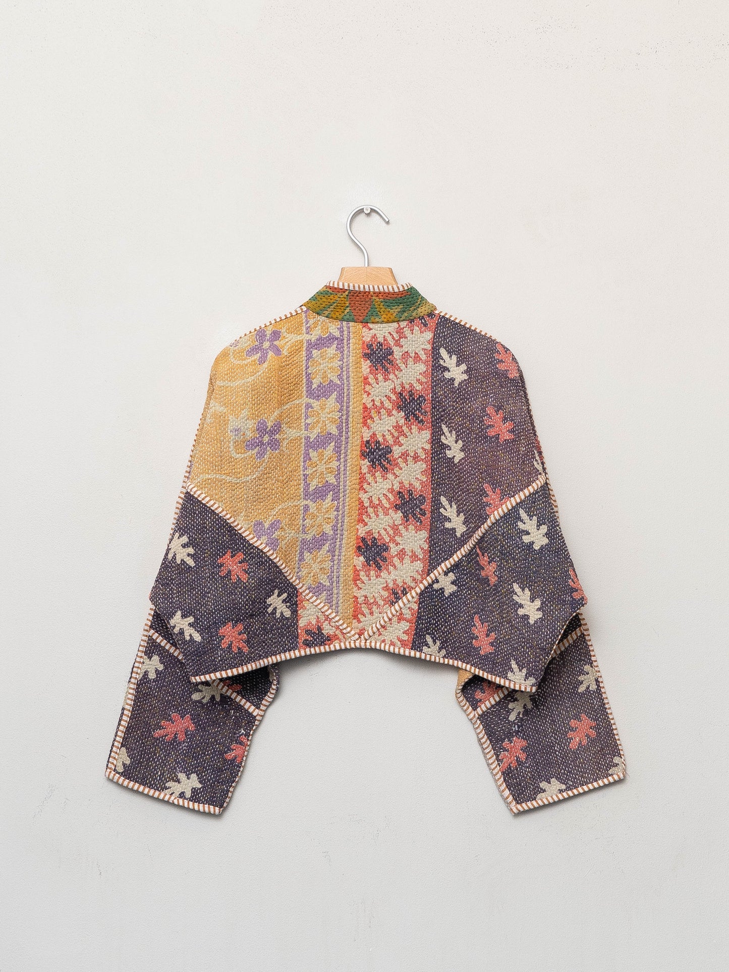 The Kaira Cropped Quilted Patchwork Kantha Jacket