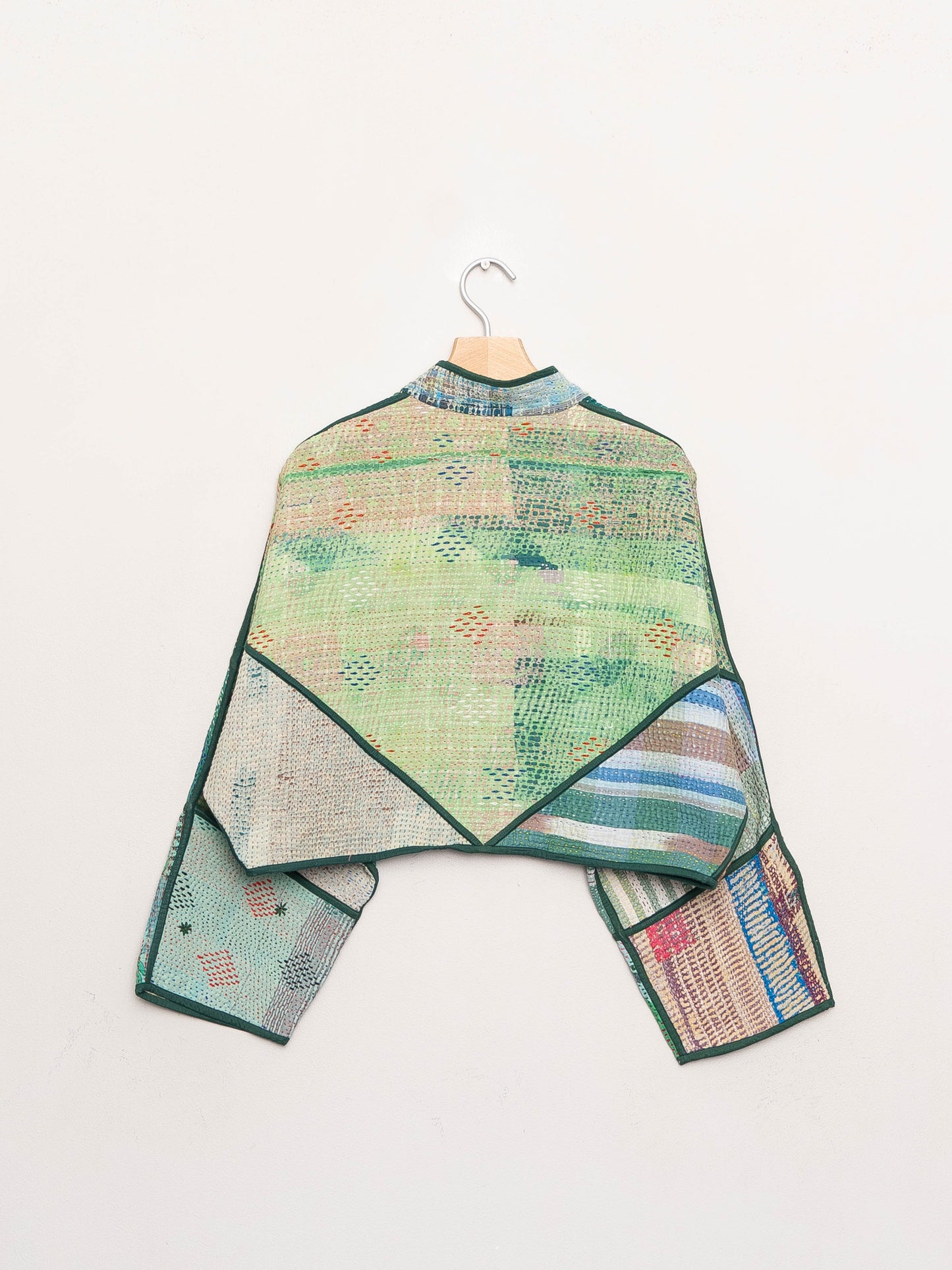 The Kaira Cropped Quilted Patchwork Kantha Jacket