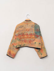 The Kaira Cropped Quilted Patchwork Kantha Jacket