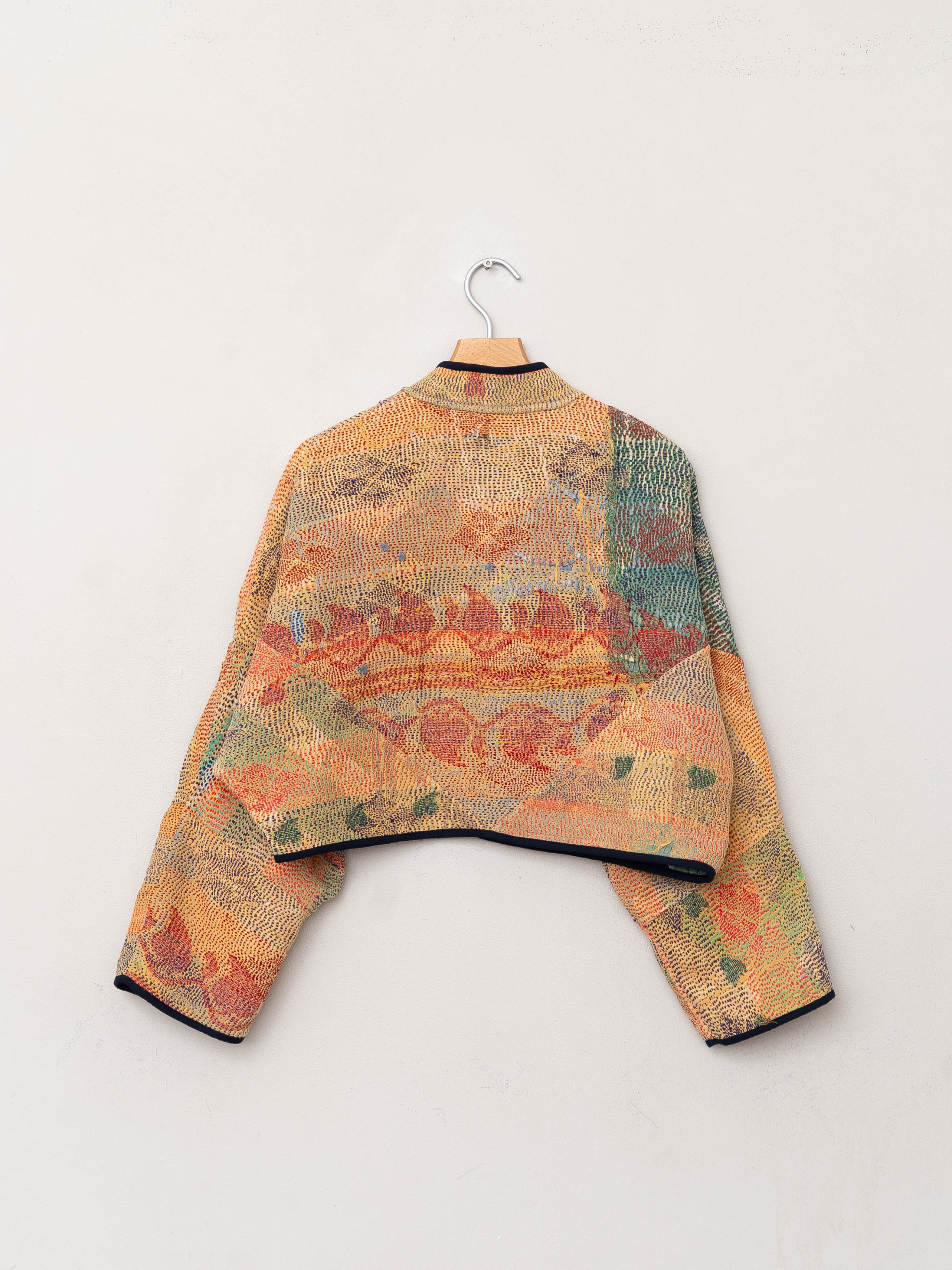 The Kaira Cropped Quilted Patchwork Kantha Jacket