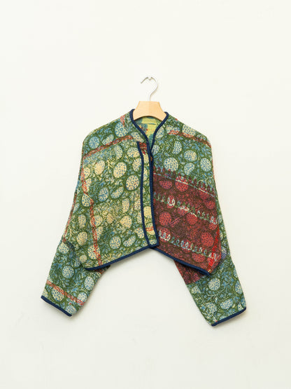 The Kaira Cropped Quilted Patchwork Kantha Jacket