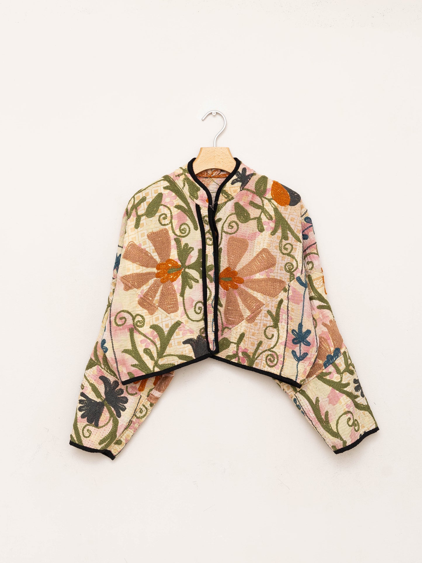 The Kaira Cropped Suzani Quilted Kantha Jacket