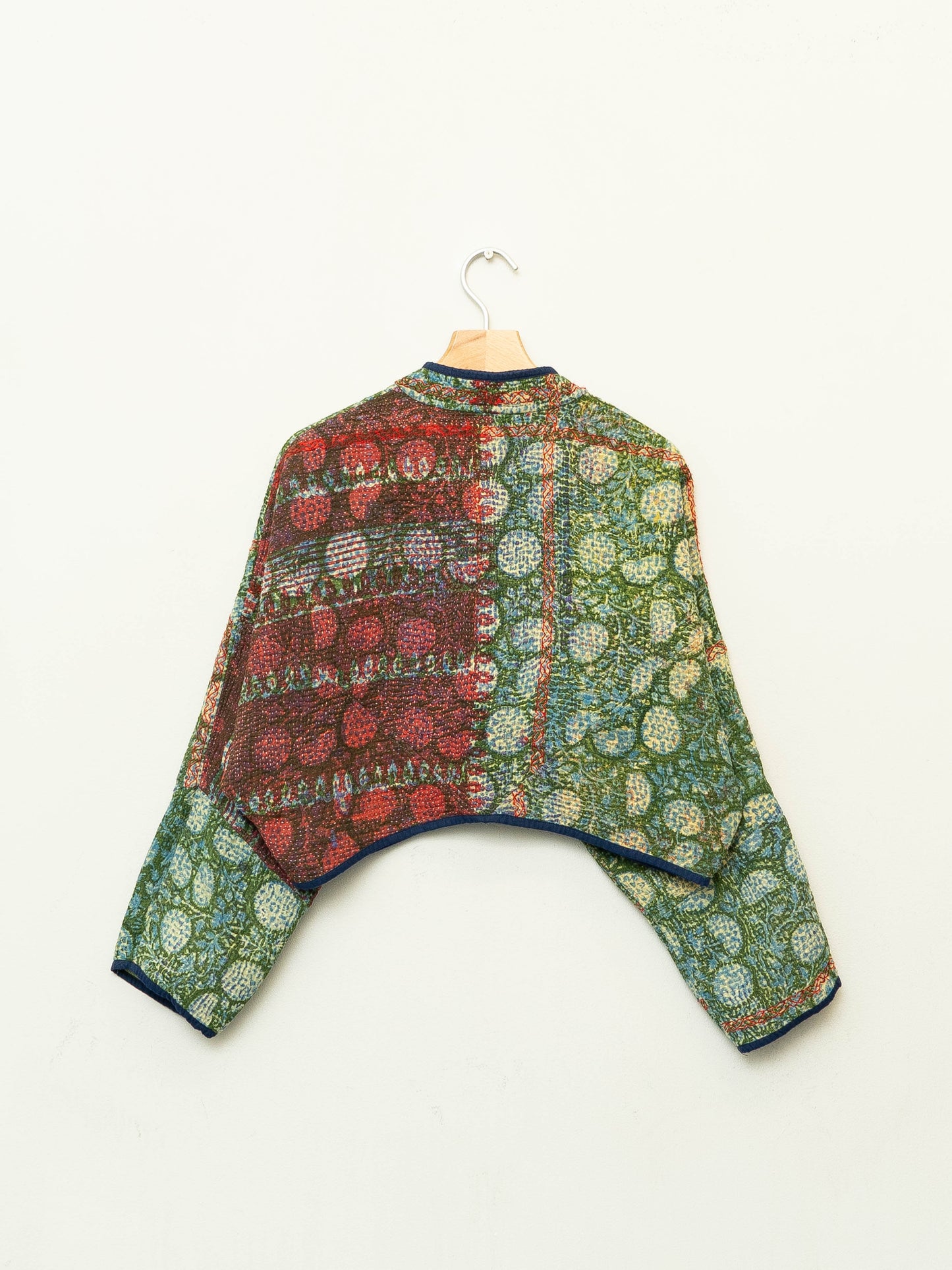 The Kaira Cropped Quilted Patchwork Kantha Jacket