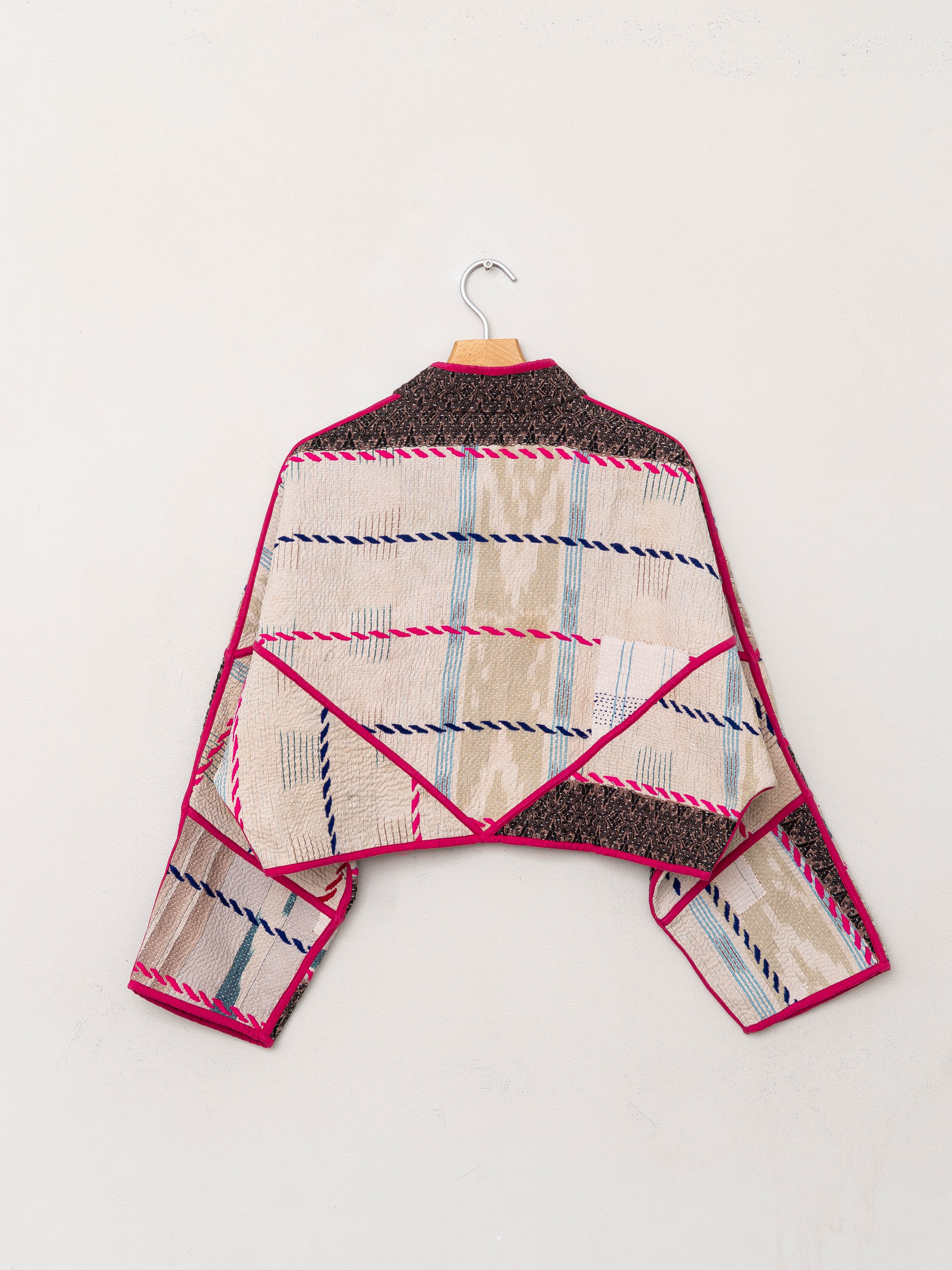 The Kaira Cropped Quilted Patchwork Kantha Jacket