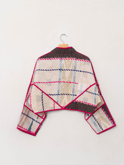 The Kaira Cropped Quilted Patchwork Kantha Jacket