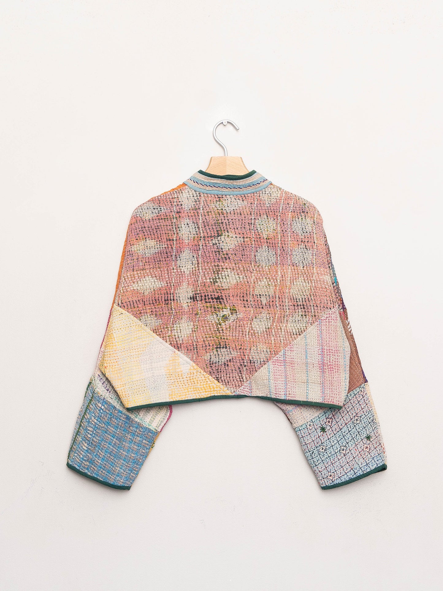 The Kaira Cropped Quilted Patchwork Kantha Jacket