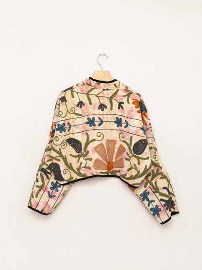 The Kaira Cropped Suzani Quilted Kantha Jacket