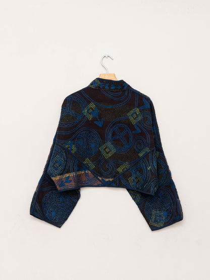 The Kaira Cropped Suzani Quilted Kantha Jacket