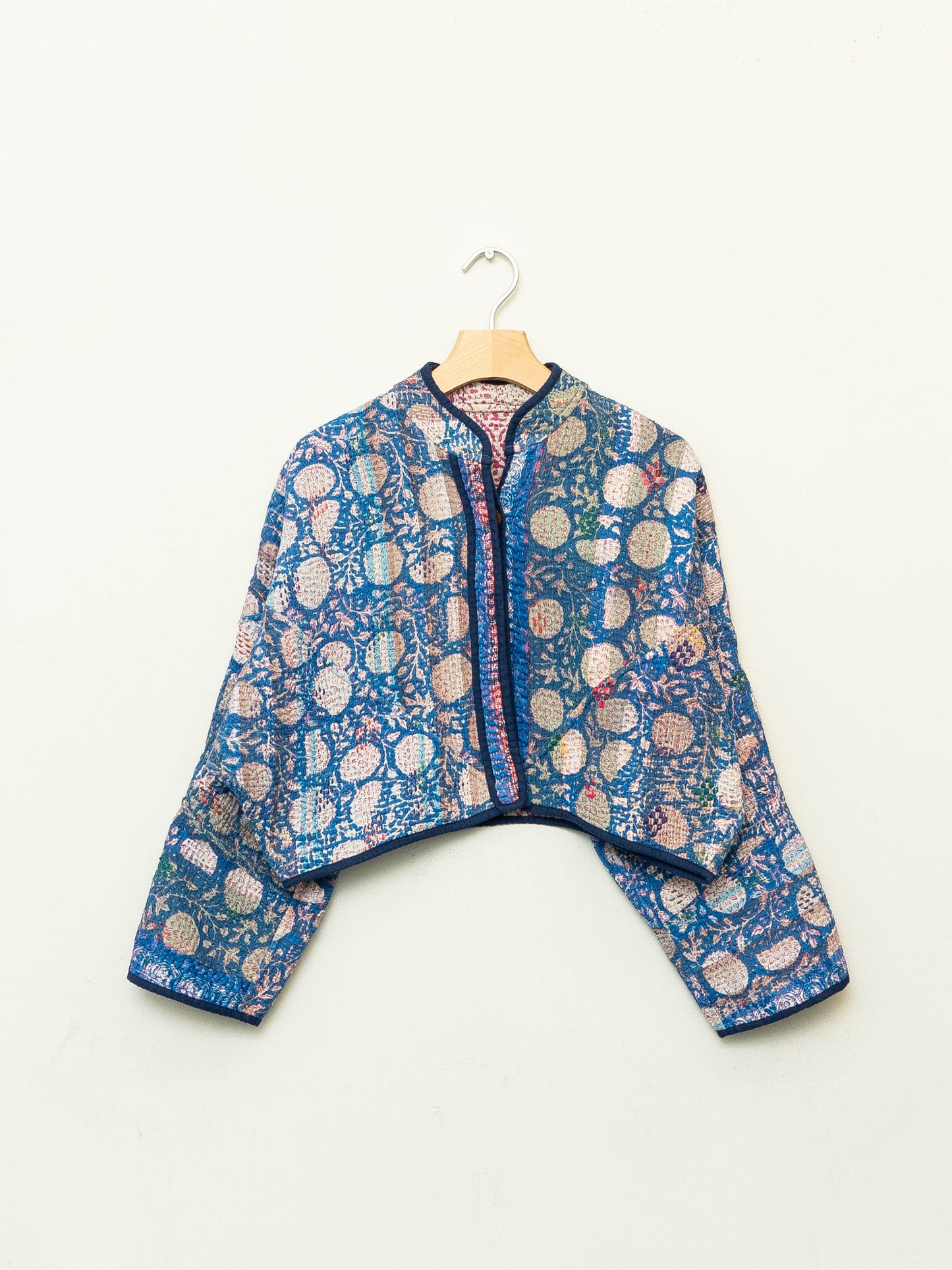 The Kaira Cropped Quilted Patchwork Kantha Jacket