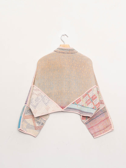 The Kaira Cropped Quilted Patchwork Kantha Jacket