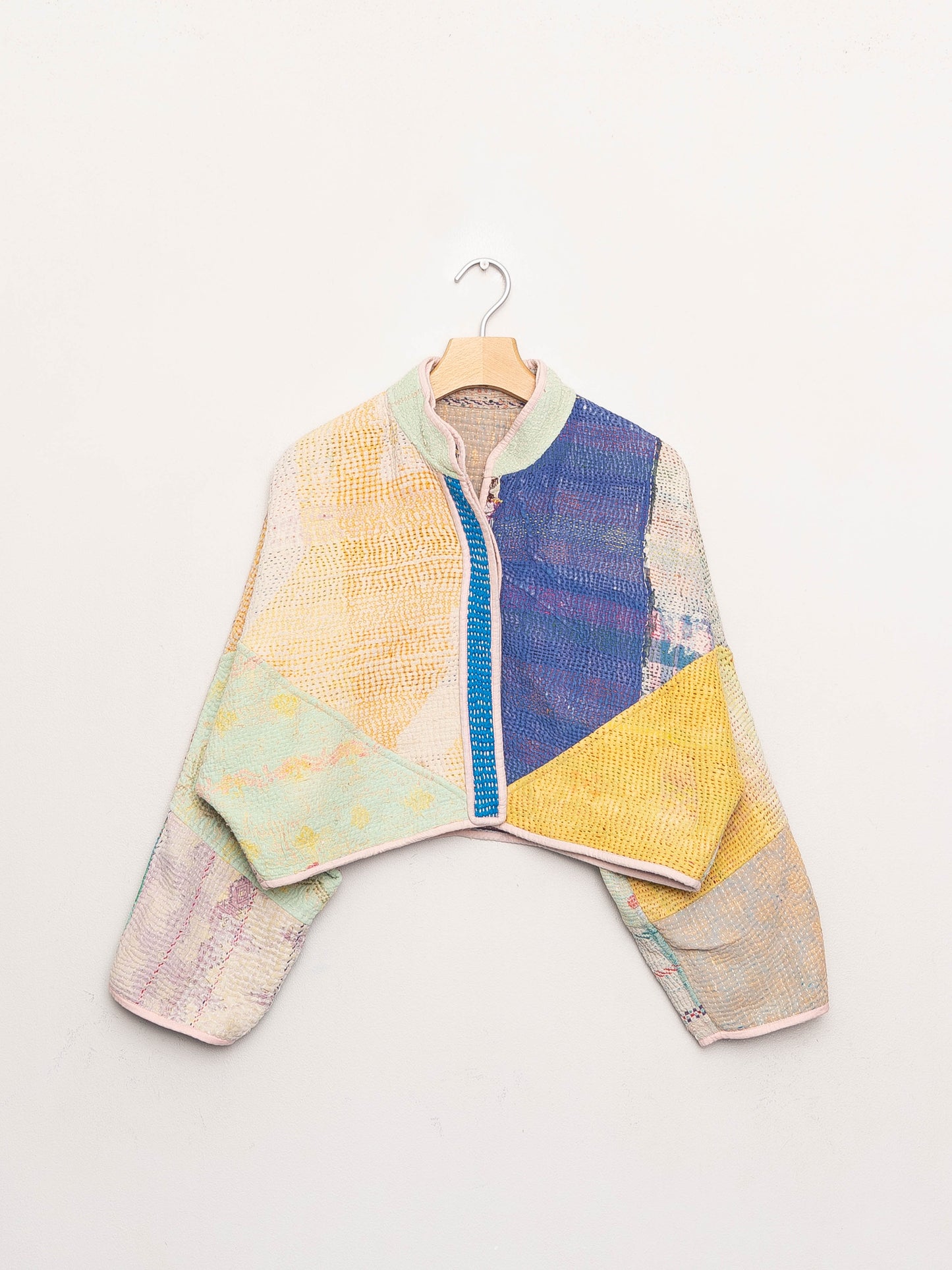 The Kaira Cropped Quilted Patchwork Kantha Jacket