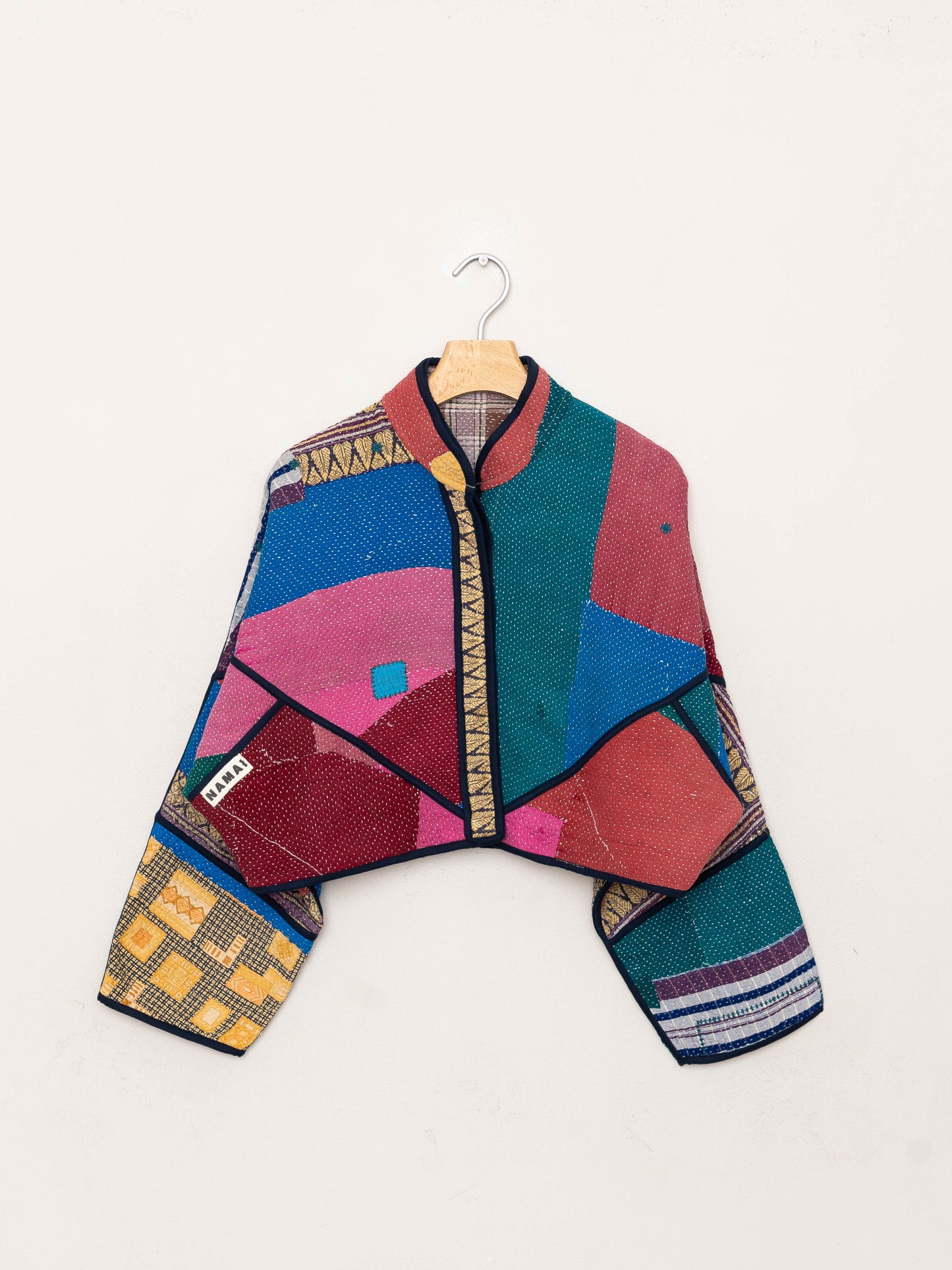 The Kaira Cropped Quilted Patchwork Kantha Jacket