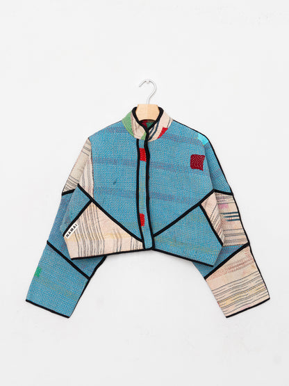 The Kaira Cropped Quilted Patchwork Kantha Jacket