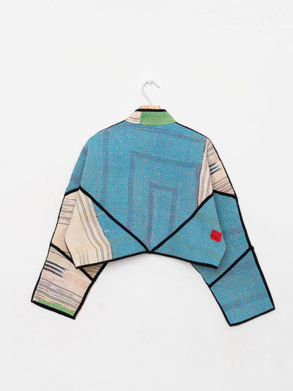 The Kaira Cropped Quilted Patchwork Kantha Jacket