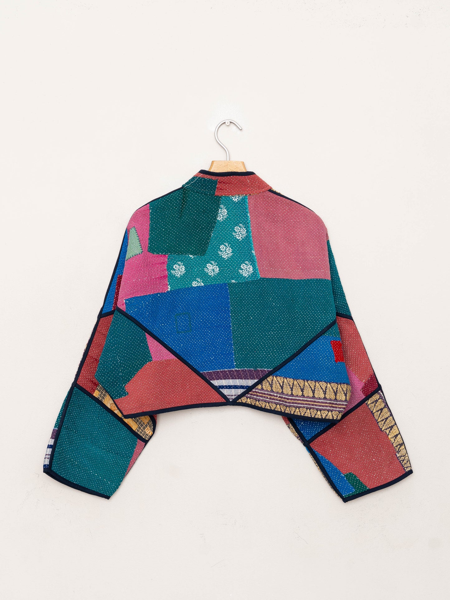 The Kaira Cropped Quilted Patchwork Kantha Jacket