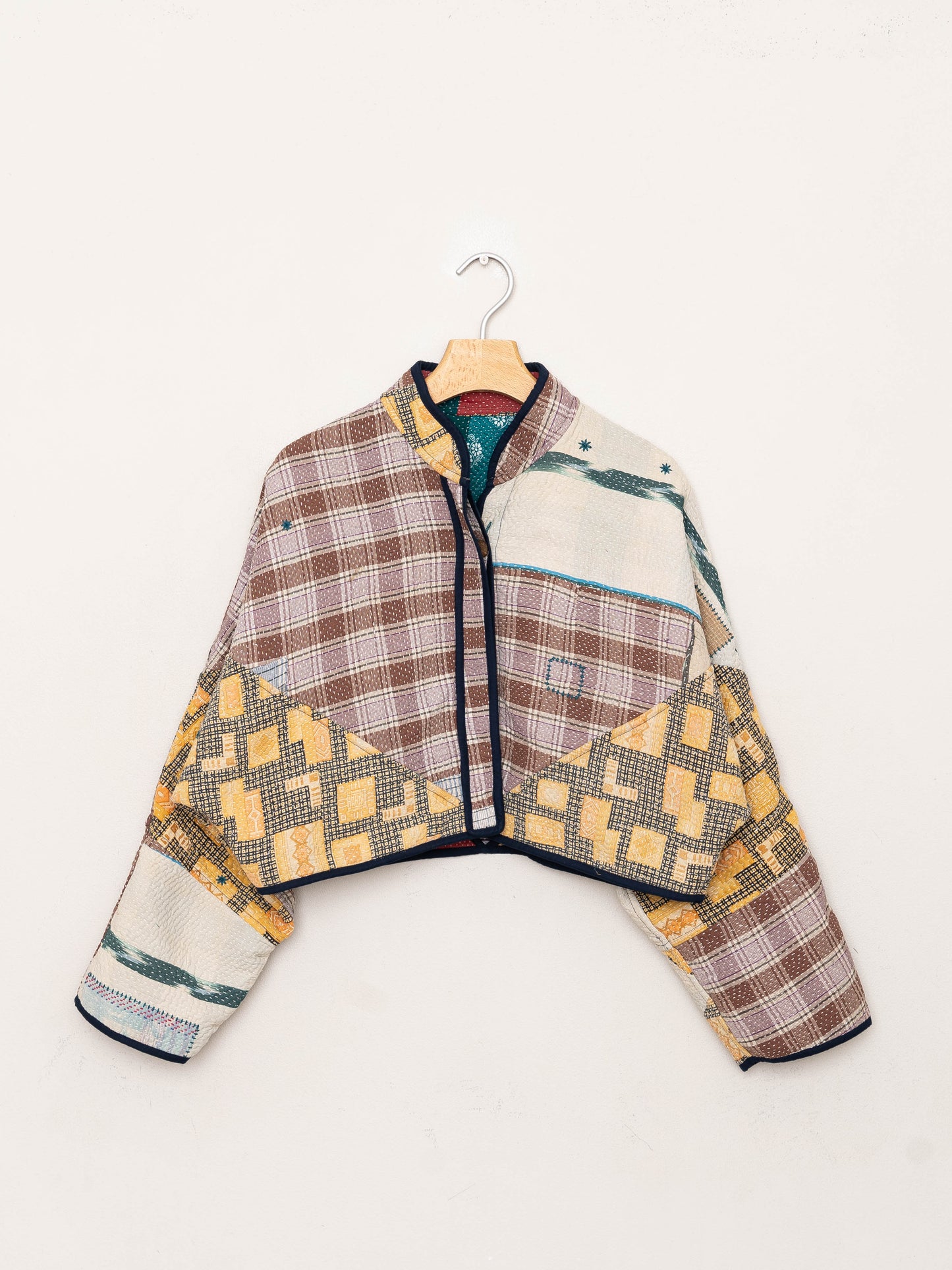 The Kaira Cropped Quilted Patchwork Kantha Jacket